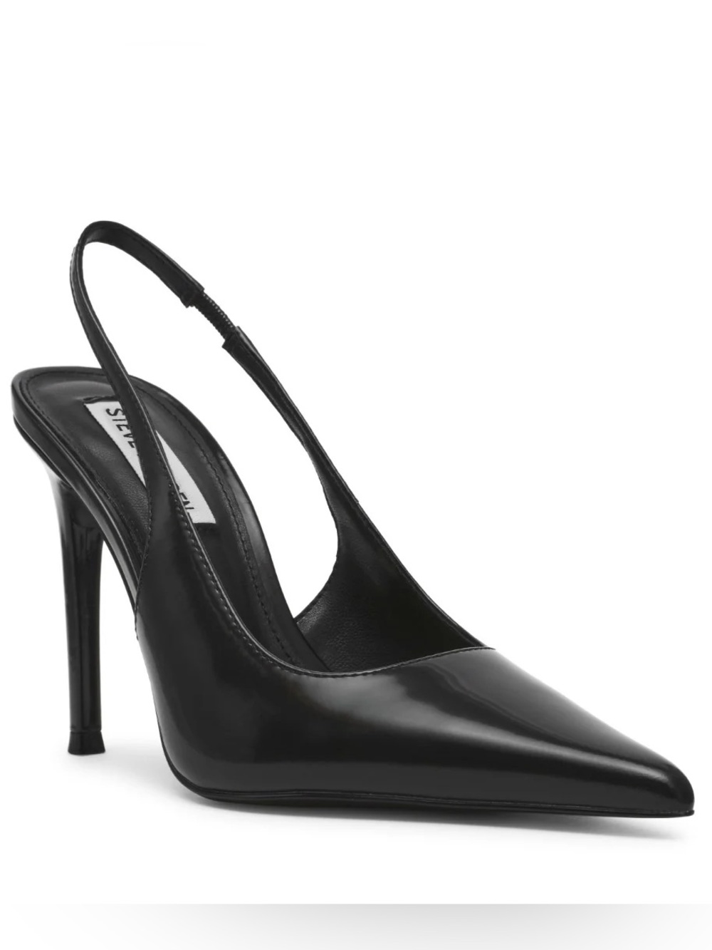 Steve Madden Reyes Black Leather Pointed-Toe Slingback Stiletto Pump